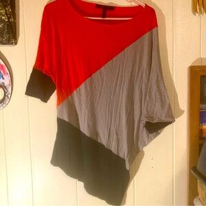 BCBG MAXAZRIA Abstract Shirt with Asymmetrical Sleeves